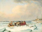 The Ice Bridge at Longue-Pointe Cornelius Krieghoff